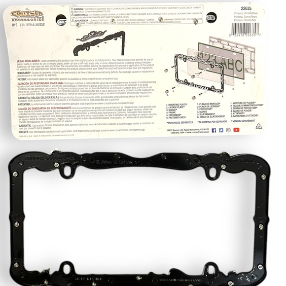 Black & Chrome Princess License Plate Frame & Diamond Bling Fasteners New - Picture 9 of 16